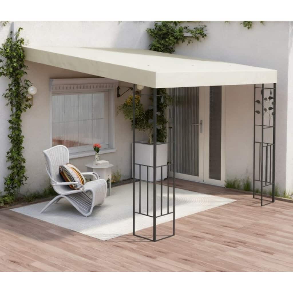 GDFStudio - 9.8' x 9.8' Outdoor Patio Lean-To Metal Pergola Canopy with Drainage Holes & Shelter with UV-Resistant Roof