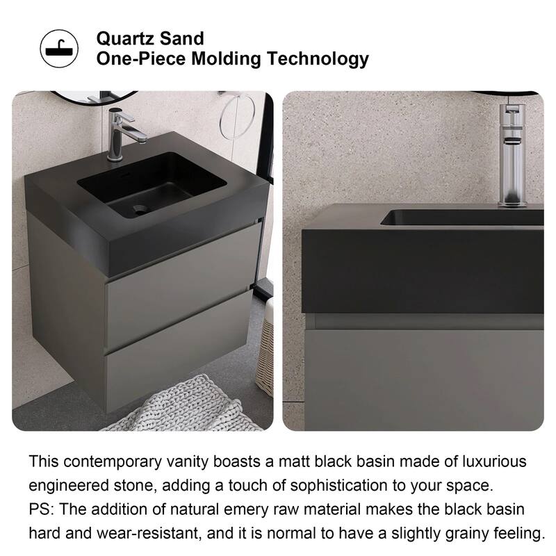 Single Sink Floating Bath Vanity in with Solid Surface Top