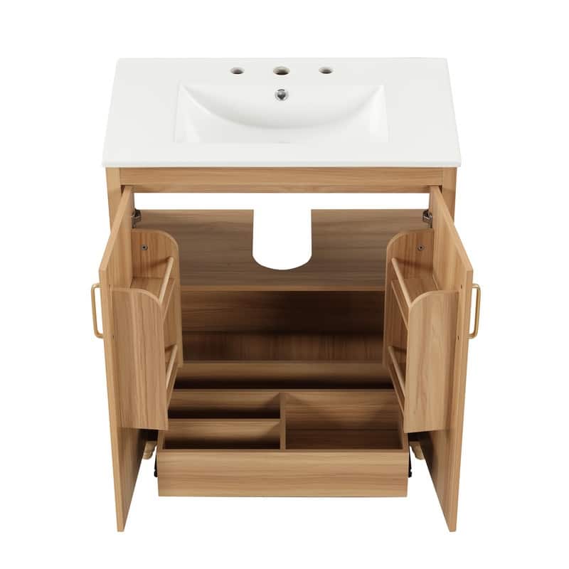 30" Bathroom Vanity with Ceramic Sink Combo,Doors and Drawer