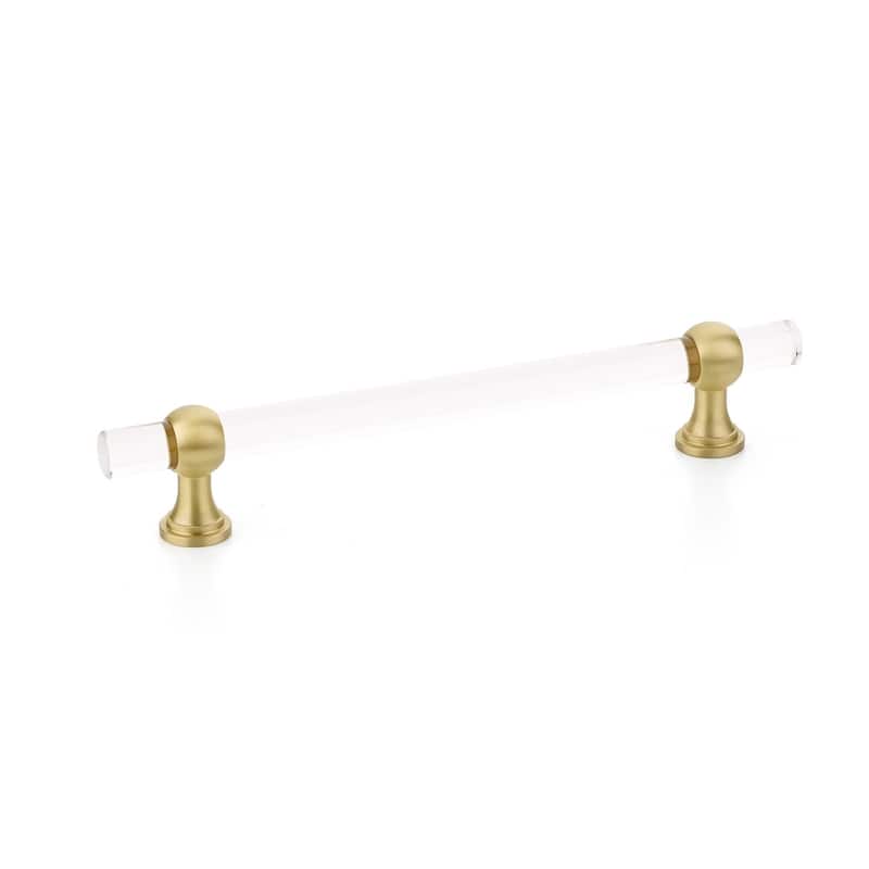 Schaub and Company Lumiere 6" Euro Modern Acrylic Bar Cabinet Handle - Satin Brass