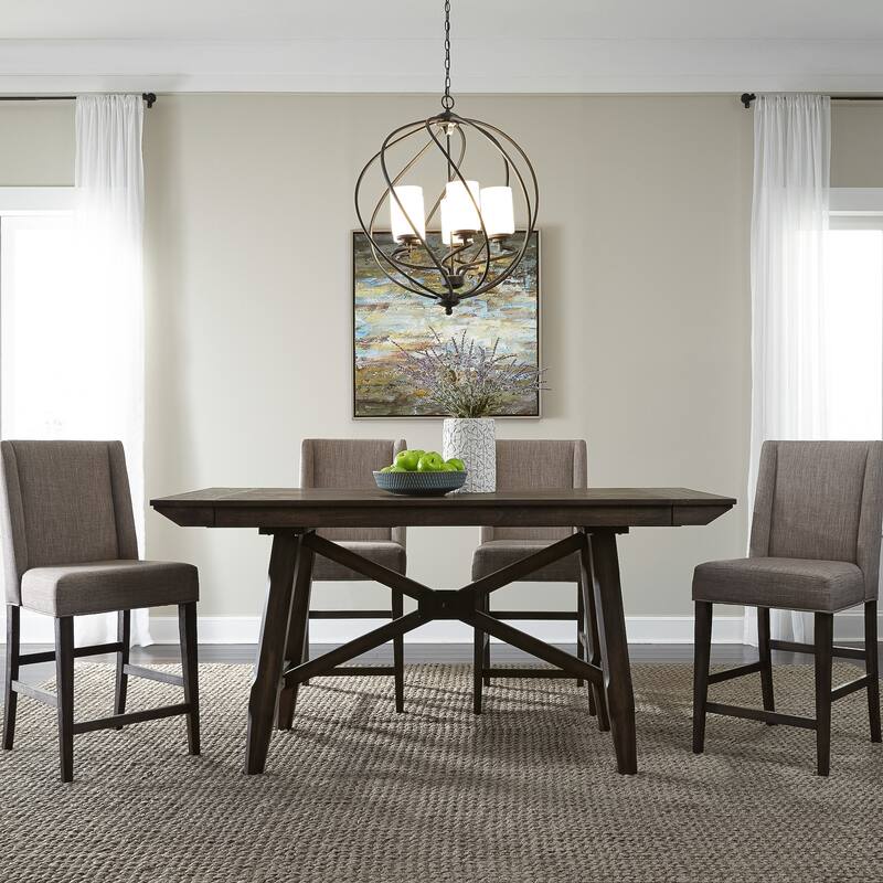Double Bridge Dark Chestnut Opt 5 Piece Gathering Table Set - Chestnut