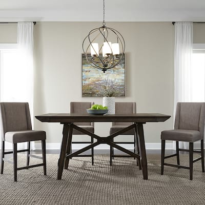 Double Bridge Dark Chestnut Opt 5 Piece Gathering Table Set