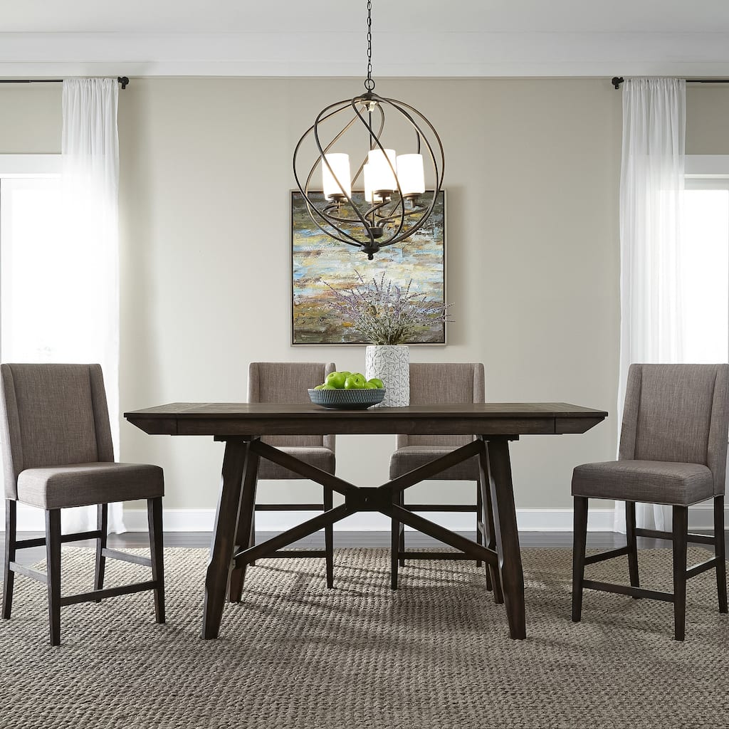 Double Bridge Dark Chestnut Opt 5 Piece Gathering Table Set