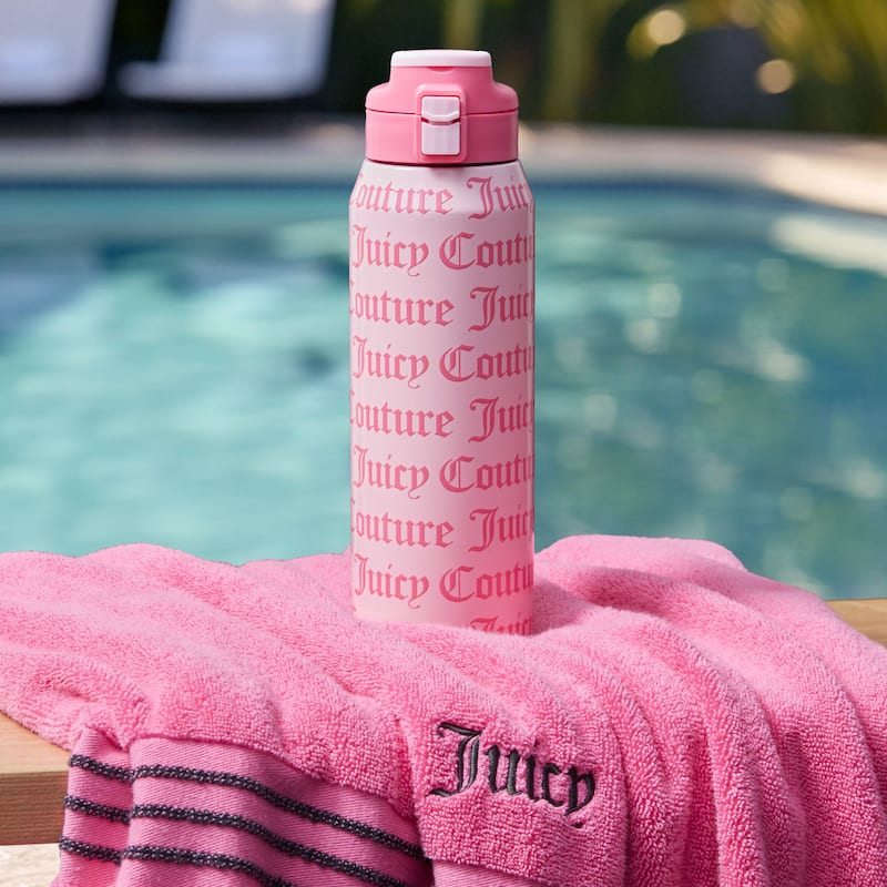Juicy Couture Glam Getaway Hydration Stainless Steel Tumbler with Flip Top Lid - 32oz
