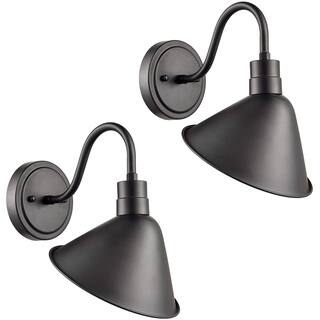 Belluno Industrial Gooseneck Wall Sconces Antique Black Barn Light Set of 2 - Antique Black