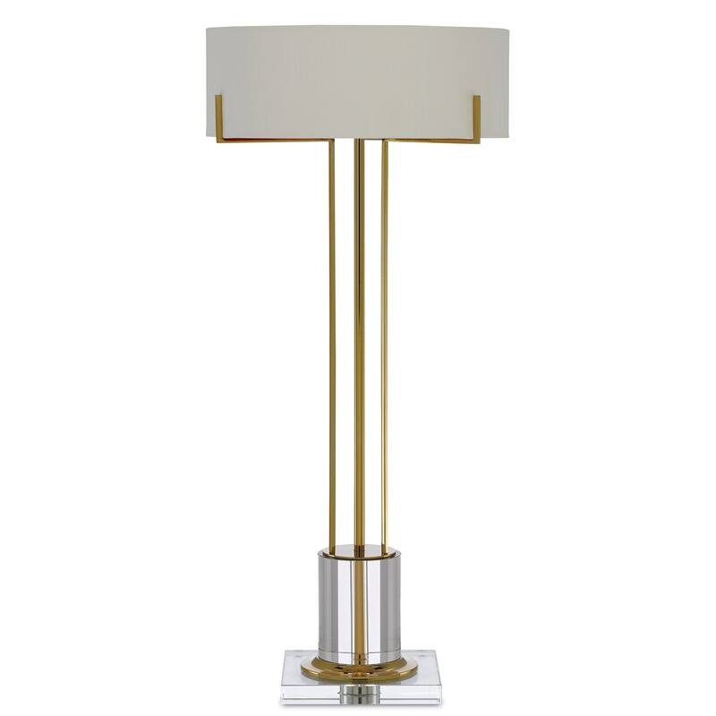 Currey & Company Winsland Brass Table Lamp - 31.5"h x 14"w x 14"d - 31.5"h x 14"w x 14"d - Polished Brass/Clear