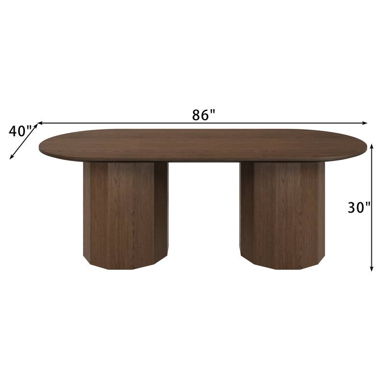 86" Double Pedestal Solid Wood Dining Table
