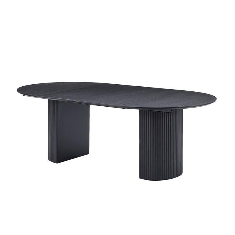 Solid Top Kitchen Oval Expandable Dining Table
