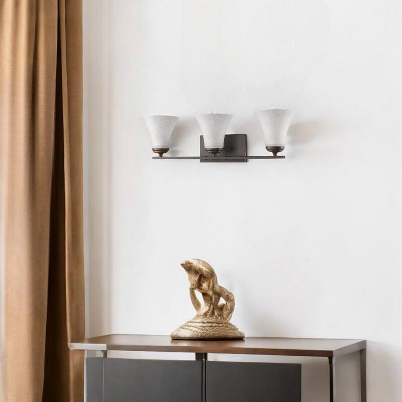 Wall Light with Tapered Glass Shade for Bedroom and Living Room - 3 - Bronze