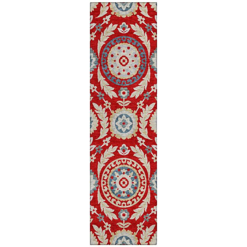 Machine Washable Indoor/ Outdoor Chantille Suzani Boho Rug
