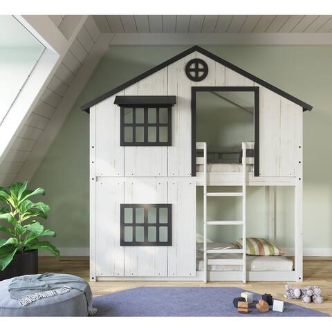 Modern Farmhouse Twin Over Twin Bunk Bed