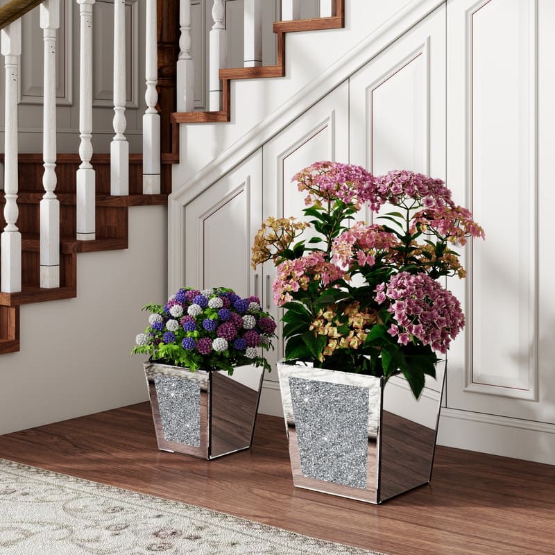 Modern Mirror Pot Planter Crushed Diamond Vase