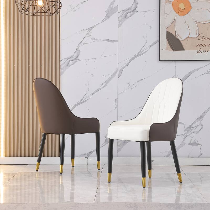 Stylish and Comfortable Dining Chair Set with PU Leather and Metal Legs