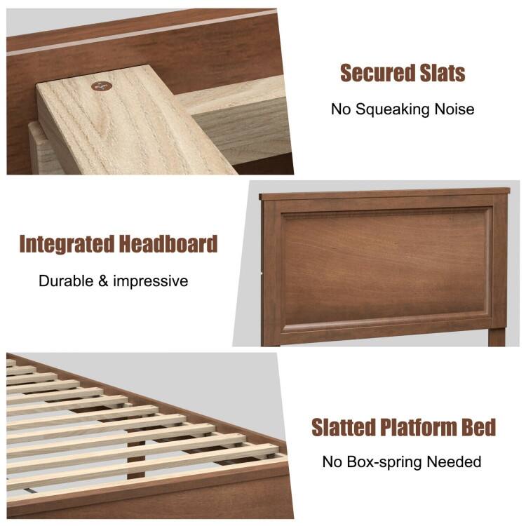 Twin Size Platform Bed Frame with Rubber Wood Leg
