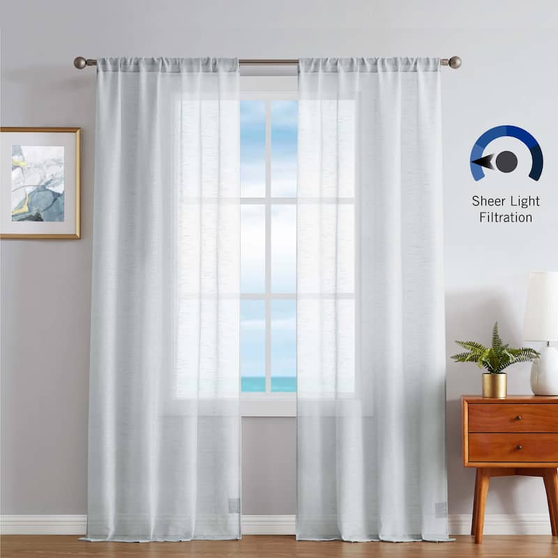Nautica Erasmus Sheer Rod Pocket Window Curtain Panel Pair