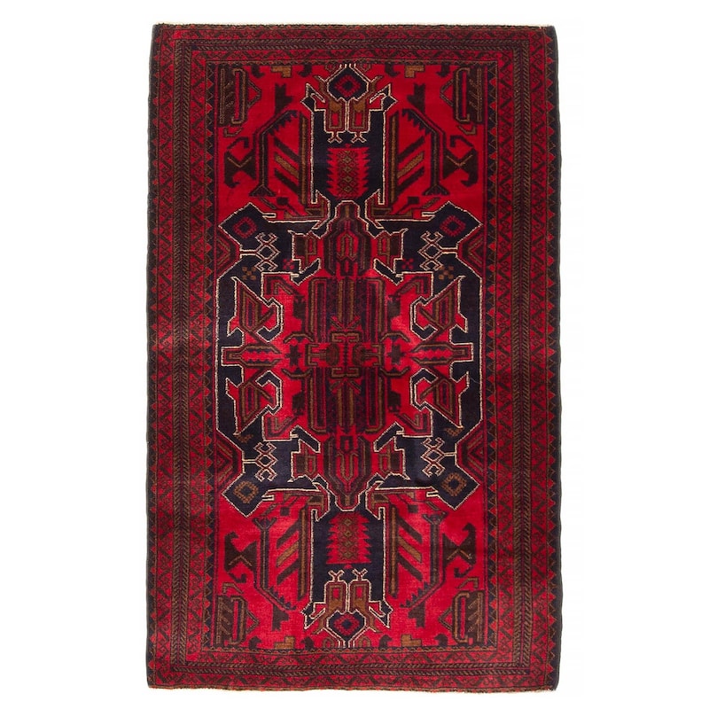 Teimani Red Rug 2'10" x 4'9" - 2'10 x 4'9 - Red - 2'10 x 4'9