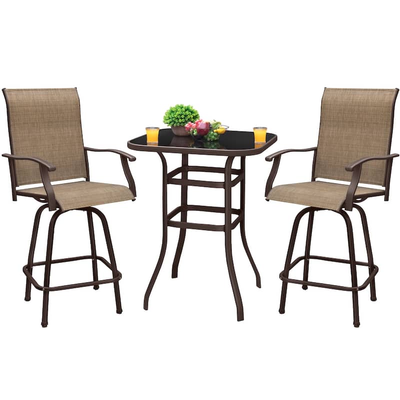 Furniwell Modern Dining Set,Minimalist Dining Table with Back Chairs, Kitchen Apartment Bistro - Brown