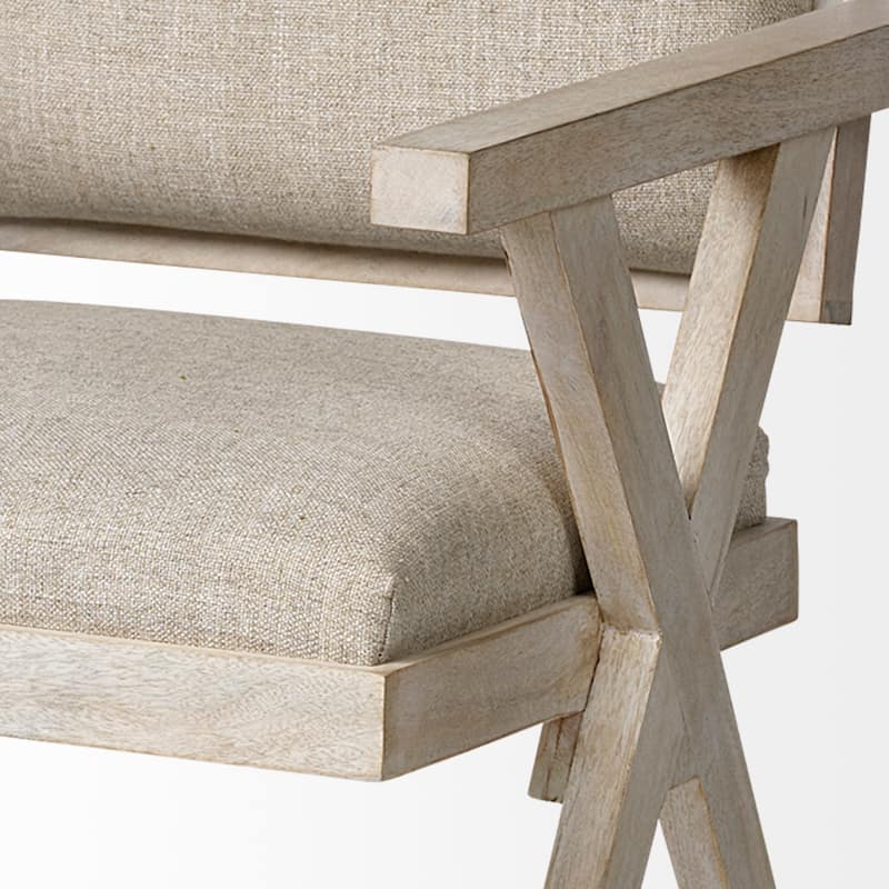 Topanga Beige Fabric Wrap Seat With Blonde Solid Wood Frame Dining Chair - 23"W x 22"D x 31.5"H