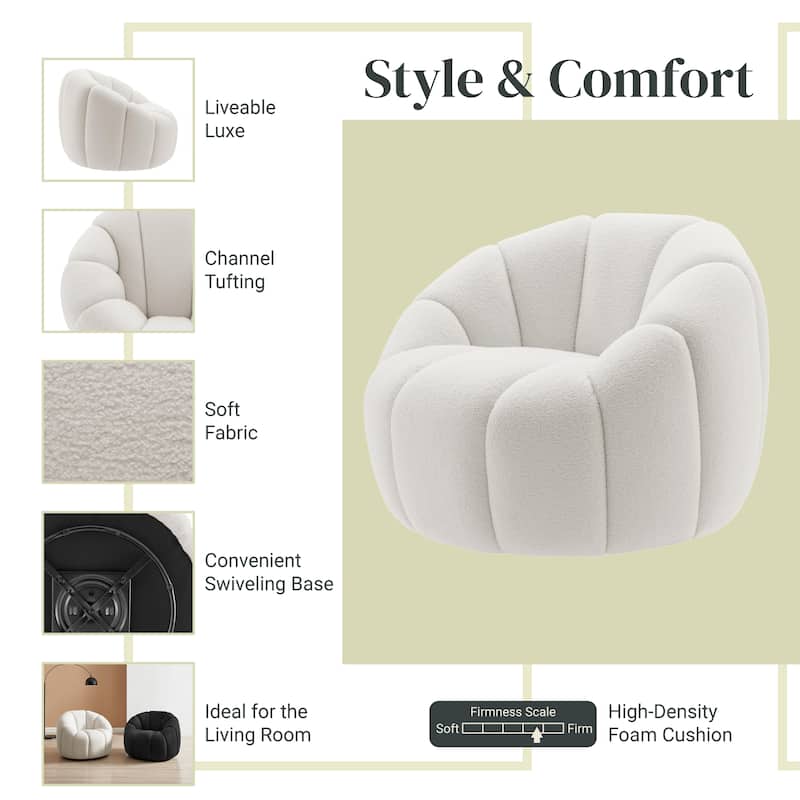 NPD Furniture Callista Boucle Swivel Accent Chair