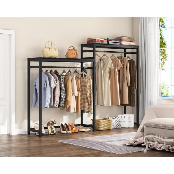 Tribesigns Free Standing Closet Organizer, Clothes Garment Racks with Storage  Shelves and Double Hanging Rod - On Sale - Bed Bath & Beyond - 33073283