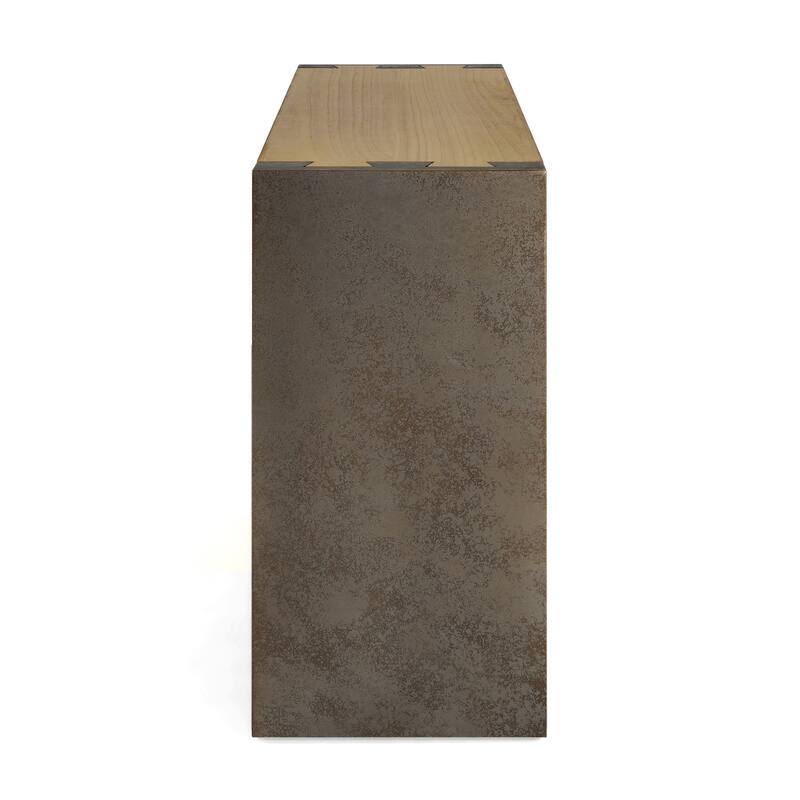 Industrial Console Table - Classic Minimalist Design with Premium Wood Veneer and Distressed Finish