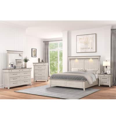 Roundhill Furniture Walcott 5-Piece Bedroom Set with Touch LED Lighting
