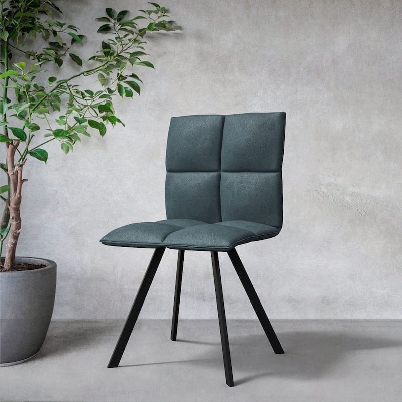 LeisureMod Wesley Modern Dining Chairs - Set of 2 Faux Leather Accent Chairs with Metal Legs for Home Kitchen or Dining Room