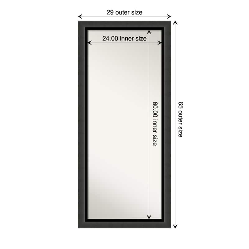 Non-Beveled Wood Full Length Floor Leaner Mirror - Tuxedo Black Frame - Tuxedo Black - Outer Size: 29 x 65 in