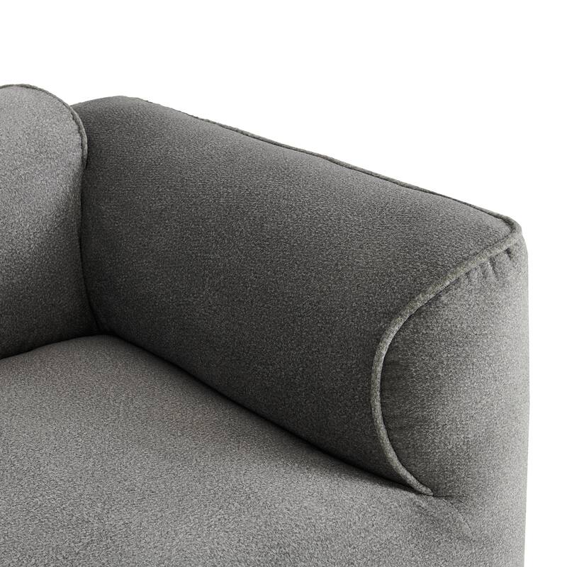 4-seater Luxury Velvet Sofa with Detachable Footstool, Pillows, Gray Polyester, 122x70x27 inches