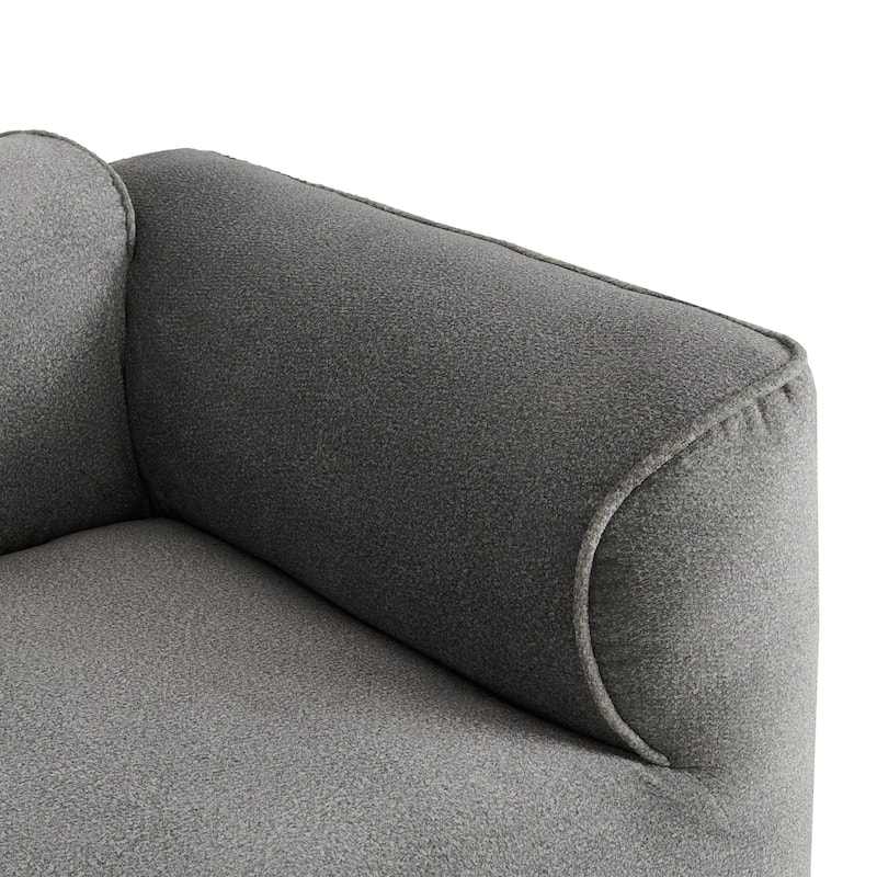 Modern Sectional Luxury Velvet 4-Seat Sofa with Removable Ottoman and Pillows for Living Room Apartment