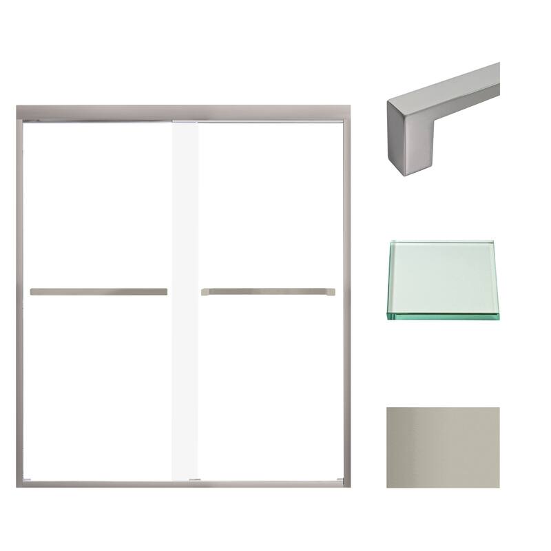 Frederick 59 in. W x 66 in. H Sliding Semi-Frameless Shower Door with Clear Glass - 57.75-59-in W x 66-in H