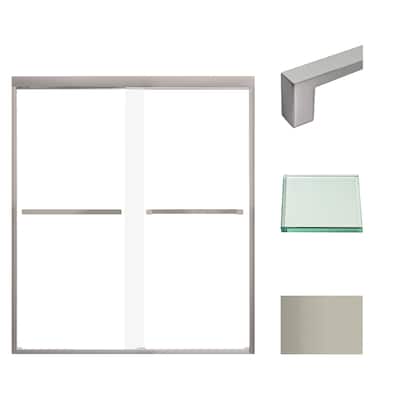 Frederick 59 in. W x 66 in. H Sliding Semi-Frameless Shower Door with Clear Glass - 57.75-59-in W x 66-in H