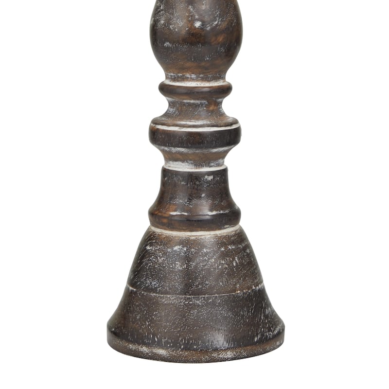 Wood Decorative Candle Holder - Set of 3 Dark Brown, Light Brown, Gray, Black - Roche River Decor