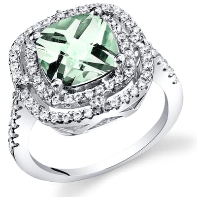 Sterling Silver 2 ct Green Amethyst Cocktail Ring