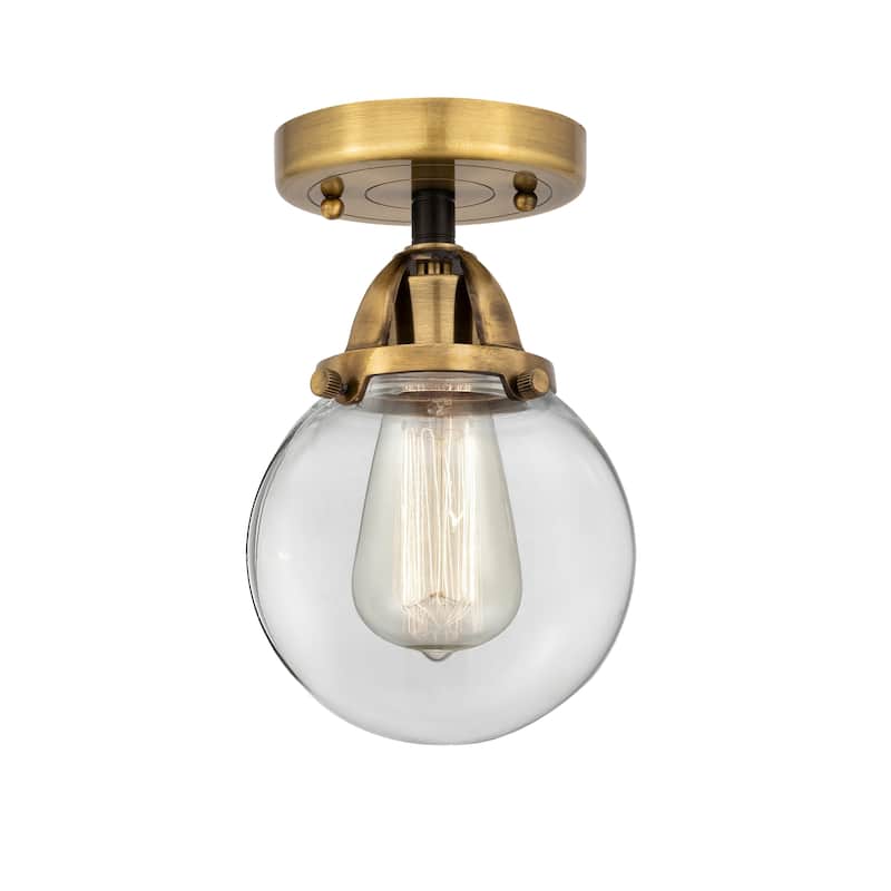 Innovations Lighting Nouveau 2 Beacon - 1 Light 6" Semi-Flush Mount - Clear/Black Antique Brass