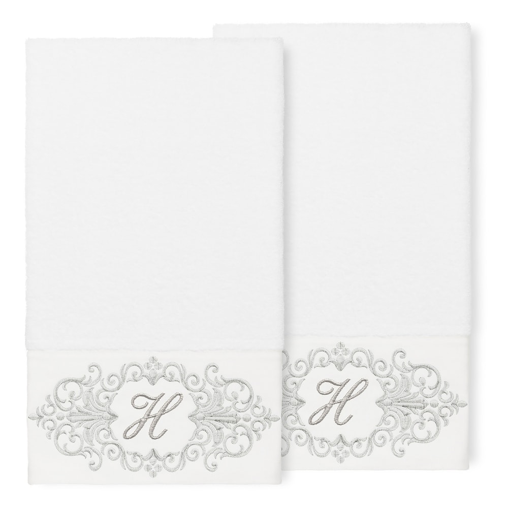 Authentic Hotel and Spa 100% Turkish Cotton Monica 2PC Embellished Bath Towel Set