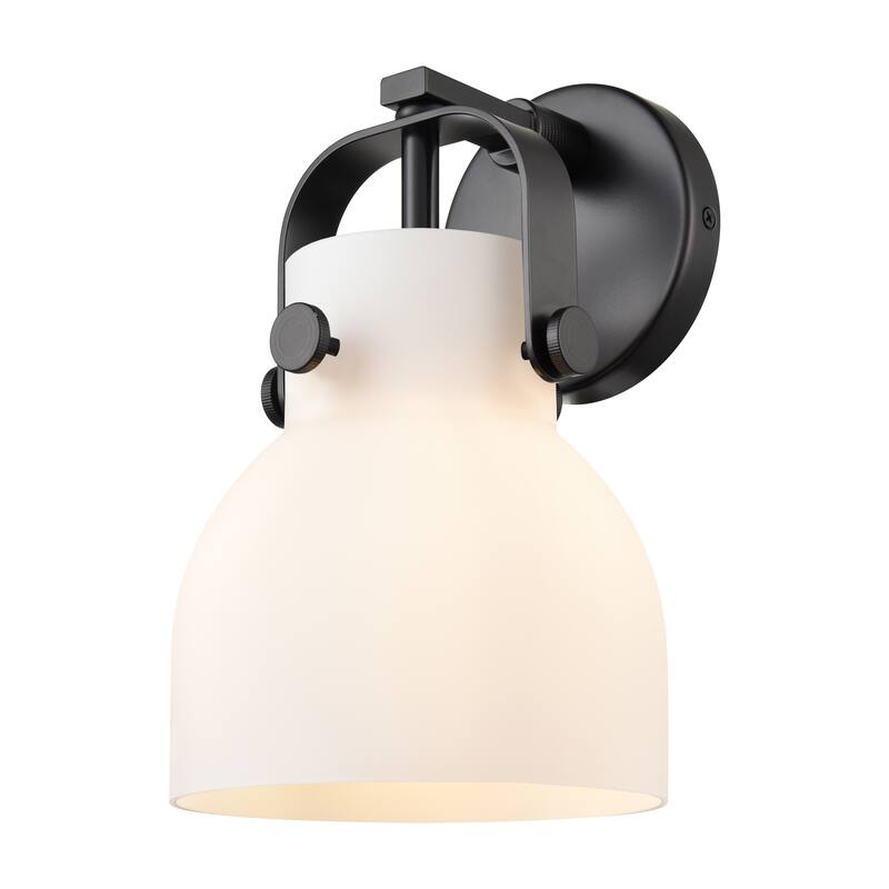 Innovations Lighting Pilaster II Bell - 1 Light 7" Wall-Mounted Sconce - Matte White/Matte Black