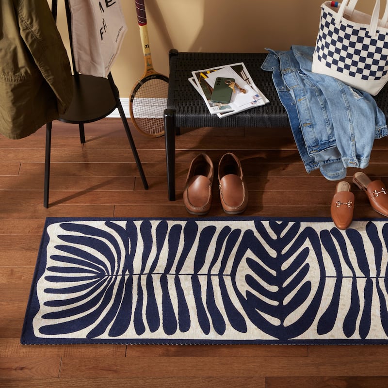TOWN & COUNTRY LUXE Livie Matisse Cutout Everwash Washable Non-Slip Backing Kitchen Mat