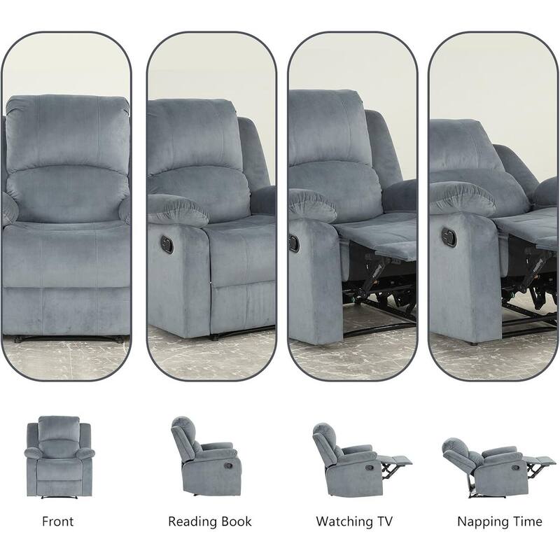 Manual Recliner Chair, Soft Fabric Overstuffed Recliner Single Sofa Chair for Living Room Bedroom