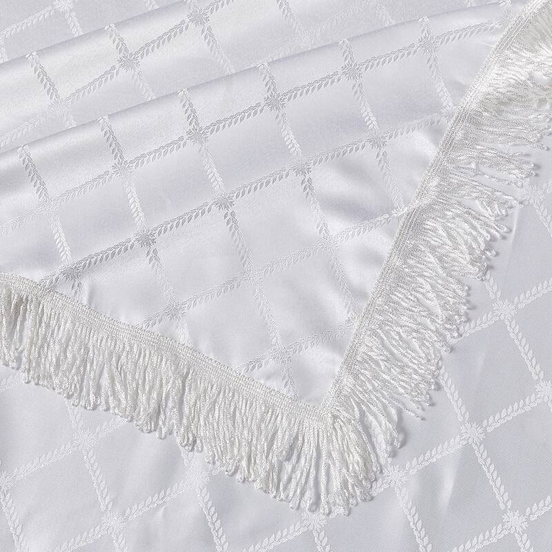 Violet Linen Diamond Damask Design Fringes Tablecloth