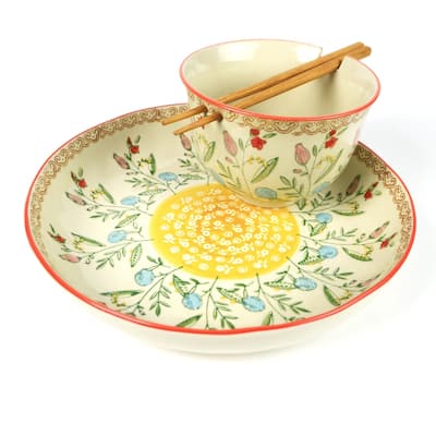 Euro Ceramica Ella 3 Piece Dinner and Ramen Bowl Set