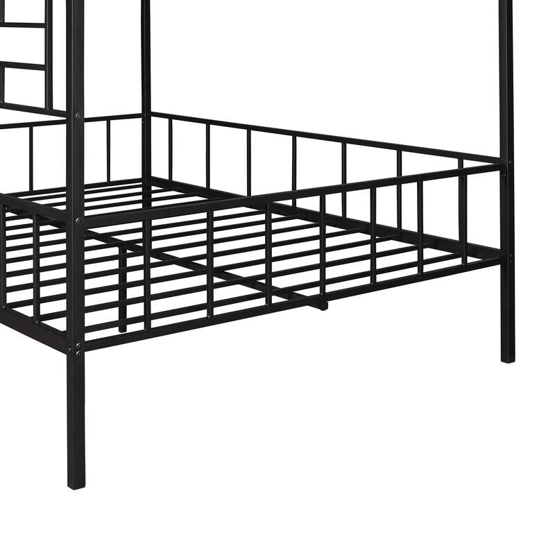 Metal House Bed Frame with Slatted Support No Box Spring Needed for Kids, Bedroom