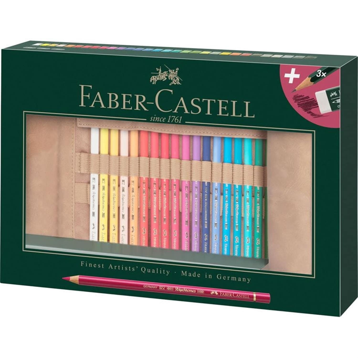Polychromos Colored Pencils Set of 30 with Leather Roll - Premium - Multicolor