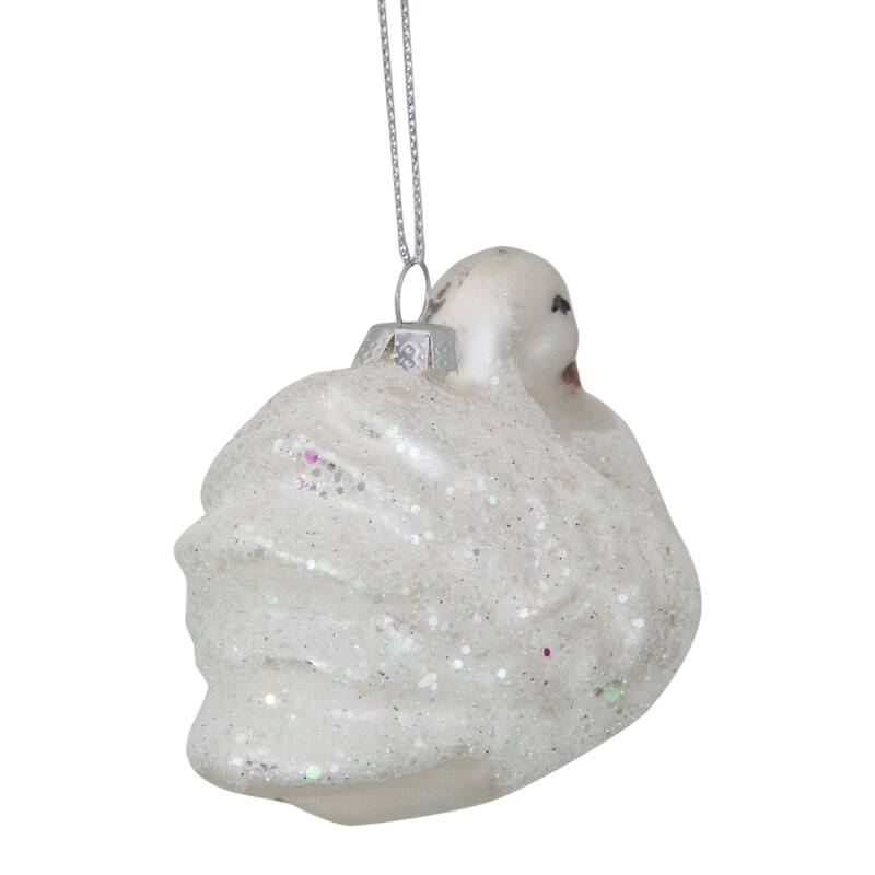 3.75" White Iridescent Glass Swan Christmas Ornament
