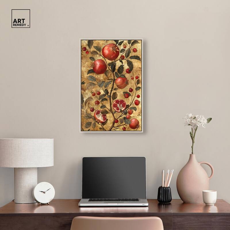 Golden Pomegranate Canvas by Art Remedy