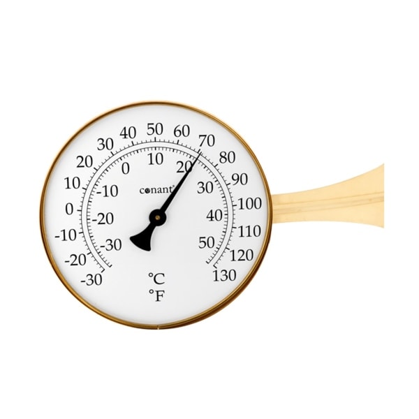 15" Gold and White Round Dial Thermometer with Scales - N/A