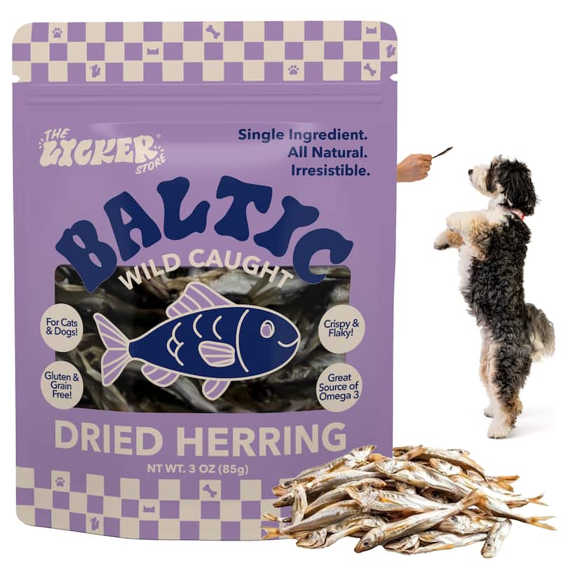 THE LICKER STORE Gluten and Grain-Free Omega-3 Single Ingredient Crunchy Dried Fish Treats for Dogs, 3oz Bag - N/A - Baltic Herring (Dogs & Cats)