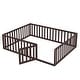 preview thumbnail 6 of 6, Elegant Queen Size Floor Bed with Fence and Door, Pine Wood Frame for Kids or Play Space