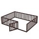 preview thumbnail 3 of 12, Queen Size Wood Floor Bed Frame with Fence and Door Montessori Floor Bed with Rails for Kids Boys & Girls