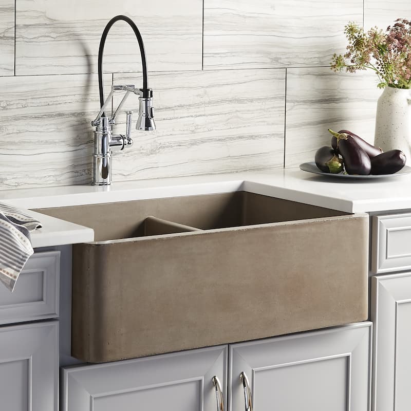 Farmhouse 33-inch Double Bowl NativeStone Kitchen Sink - 33" x 21" x 10.25"